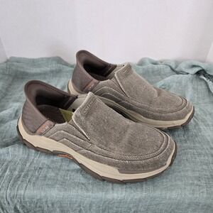 Skechers Men's‎ Hand Free Slip-ins Canvas Casual Walking Shoes Goga mat Arch 8.5